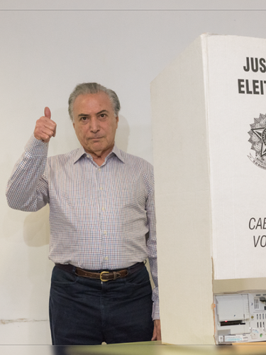 O vice-presidente Michel Temer votou na manhã deste domingo na PUC, em São Paulo