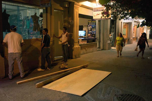 People preparing for the arrival of hurricane Patricia board up a souvenir shop in the Pacific resort city of Puerto Vallarta, Mexico, Thursday, Oct. 22, 2015. <span class=meta>AP Photo/ Cesar Rodriguez</span>